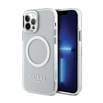 Guess Metal Outline MagSafe - pouzdro pro iPhone 12 / iPhone 12 Pro (průhledné / stříbrné) Guess Metal Outline MagSafe - pouzdro pro iPhone 12 / iPhone 12 Pro (průhledné / stříbrné)