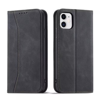 Magnet Fancy Case for iPhone 12 Pouch Card Wallet Card Stand Black