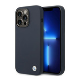 BMW Liquid Silicone Case Metal Logo - pouzdro pro iPhone 14 Pro (Navy Blue)