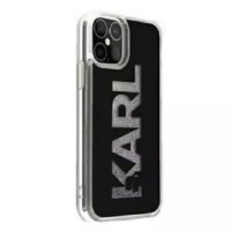 Karl Lagerfeld KLHCP12LKLMLBK iPhone 12 Pro Max 6,7" černý/černý pevný obal Karl Logo Glitter Karl Lagerfeld KLHCP12LKLMLBK iPhone 12 Pro Max 6,7" černý/černý pevný obal Karl Logo Glitter