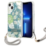 Guess Flower Cord - kryt pro iPhone 13 (zelený)
