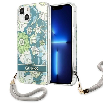 Guess Flower Cord - kryt pro iPhone 13 (zelený)