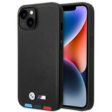 BMW Leather Hot Stamp Tricolor - pouzdro pro iPhone 14 (černé)