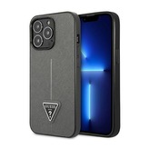 Guess Saffiano Triangle Logo Case - pouzdro pro iPhone 14 Pro (stříbro)