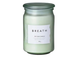 Emocio Sklo 93x142 mm Wellness se skleněným víčkem Breath, sojová vonná svíčka