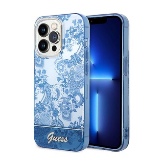 Guess Porcelain Collection - pouzdro pro iPhone 14 Pro (modré) Guess Porcelain Collection - pouzdro pro iPhone 14 Pro (modré)