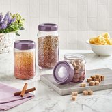 DÓZA S VÍČKEM A LŽIČKOU 425 ML, SKLO/PLAST,FIALOVÁ