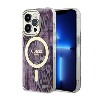 Guess Leopard MagSafe - pouzdro pro iPhone 14 Pro (růžové) Guess Leopard MagSafe - pouzdro pro iPhone 14 Pro (růžové)