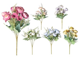 Umělé květiny, plast 310mm pivoňka,margarreta puget, mix barev