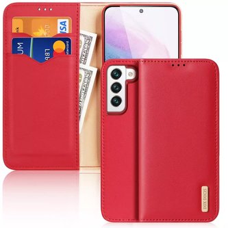 Dux Ducis Hivo Leather Flip Cover Originální kožená peněženka na karty a dokumenty Samsung Galaxy S22 červená