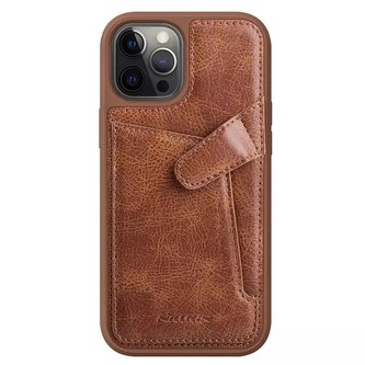 Nillkin Aoge Leather Case Flexibilní pancéřové pouzdro z pravé kůže s kapsou na iPhone 12 mini hnědé Nillkin Aoge Leather Case Flexibilní pancéřové pouzdro z pravé kůže s kapsou na iPhone 12 mini hnědé