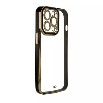 Módní pouzdro na iPhone 13 Pro Gold Frame Gel Cover Black