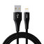 Kabel USB na Lightning Vipfan A01, 3A, 1,2 m, opletený (černý).
