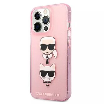 Karl Lagerfeld KLHCP13XKCTUGLP iPhone 13 Pro Max 6,7" růžové / růžové pevné pouzdro Glitter Karl`s