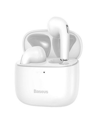 Baseus E8 bezdrátová Bluetooth 5.0 TWS sluchátka do uší vodotěsná IPX5 bílá (NGE8-02)
