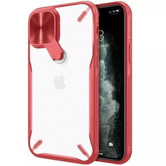 Nillkin Cyclops Case Odolné pouzdro s krytem fotoaparátu a skládacím stojánkem pro iPhone 12 Pro / iPhone 12 červený Nillkin Cyclops Case Odolné pouzdro s krytem fotoaparátu a skládacím stojánkem pro iPhone 12 Pro / iPhone 12 červený