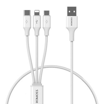 Kabel USB Romoss CB251V 3v1 USB-C / Lightning / Micro 3,5A 1,2 m (bílý)