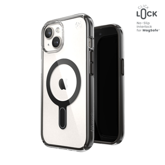 Speck Presidio Perfect-Clear ClickLock & Magsafe - pouzdro pro iPhone 15 / iPhone 14 / iPhone 13 (Clear / Frosted Black / Slate Grey)