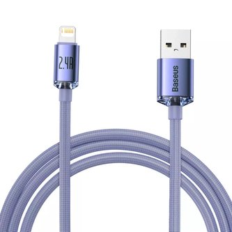 Baseus Crystal Shine Series kabel USB kabel pro rychlé nabíjení a přenos dat USB Typ A - Lightning 2,4A 2m fialový (CAJY000105)