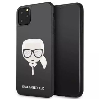 Karl Lagerfeld KLHCN65DLHBK iPhone 11 Pro Max černý/černý ikonický třpyt Karl's Head