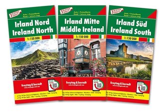 Irland, Autokarten-Set 1:150.000, 3 Blätter in Kunststoff-Hülle