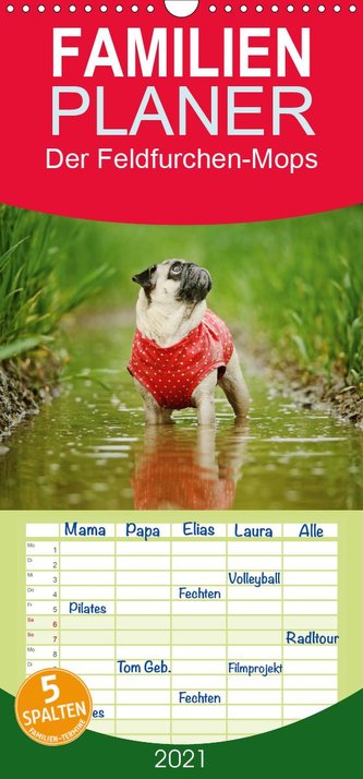 Der Feldfurchen-Mops  - Familienplaner hoch (Wandkalender 2021 , 21 cm x 45 cm, hoch)