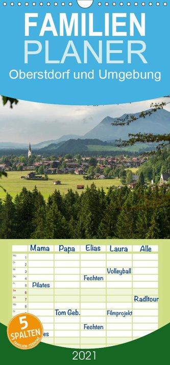 Oberstdorf und Umgebung - Familienplaner hoch (Wandkalender 2021 , 21 cm x 45 cm, hoch)