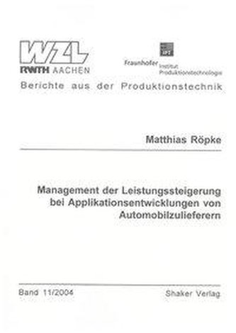 Management der Leistungssteigerung bei Applikationsentwicklungen von Automobilzulieferern