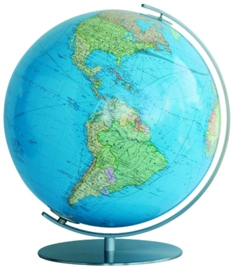 DUO Leuchtglobus, Fuß und Meridian Metall, Edelstahl