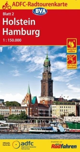 ADFC-Radtourenkarte 2 Holstein Hamburg 1:150.000, reiß- und wetterfest, GPS-Tracks Download