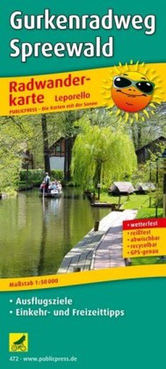 PublicPress Radwanderkarte Leporello Gurkenradweg Spreewald, 19 Teilktn.