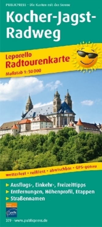 PublicPress Radwanderkarte Kocher-Jagst-Radweg, 26 Teilktn.