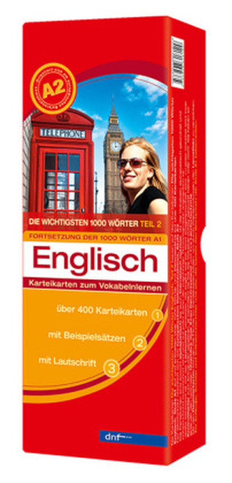 Die wichtigsten 1000 Wörter Englisch Niveau A2, Karteikarten m. Lernbox
