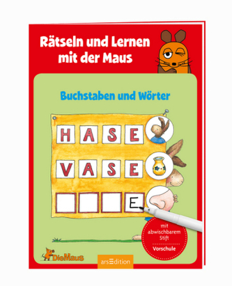 Rätseln und Lernen mit der Maus - Buchstaben und Wörter, m. abwischbarem Stift