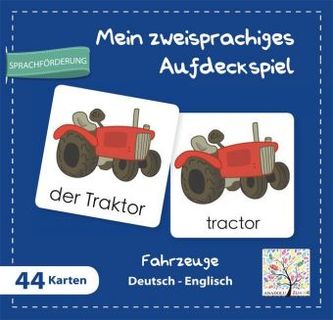 Mein zweisprachiges Aufdeckspiel, Fahrzeuge Deutsch-Englisch (Kinderspiel)