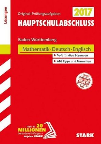 Hauptschule 2017 - Baden-Württemberg - Mathematik, Deutsch, Englisch Lösungsheft