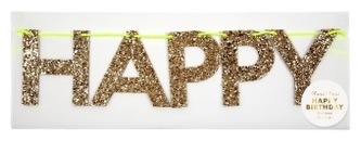 Gold Happy Birthday Girlande