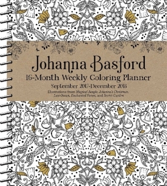 Johanna Basford 2017-2018 16-Month Coloring Weekly Planner Calendar