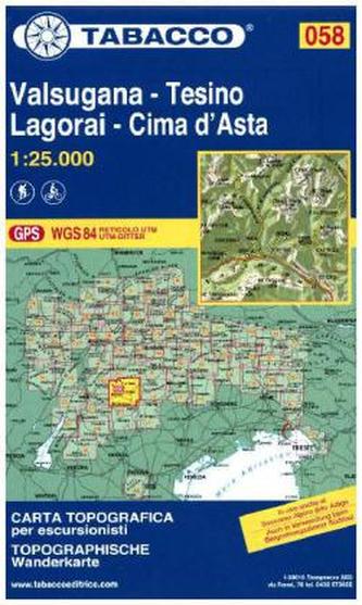 Tabacco topographische Wanderkarte Valsugana - Tesino- Lagorai - Cime d'Asta