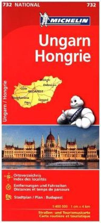 Michelin Karte Ungarn. Hongrie