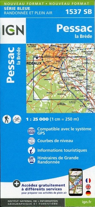 IGN Karte, Serie Bleue Pessac. La Brède