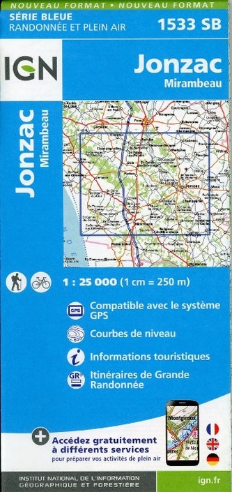 IGN Karte, Serie Bleue Jonzac - Mirambeau
