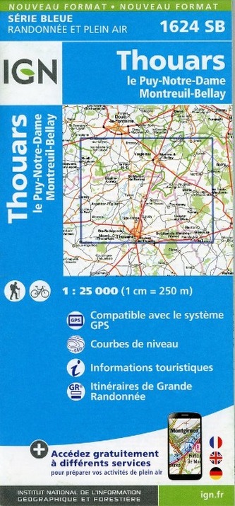 IGN Karte, Serie Bleue Thouars. Le Puy-Notre-Dame. Montreuil-Bellay