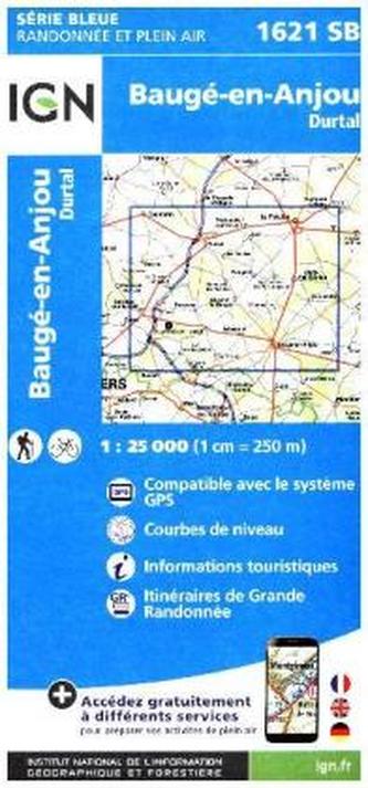 IGN Karte, Serie Bleue Baugé-en-Anjou. Durtal