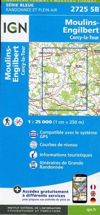 IGN Karte, Serie Bleue Moulins-Engilbert. Cergy-la-Tour