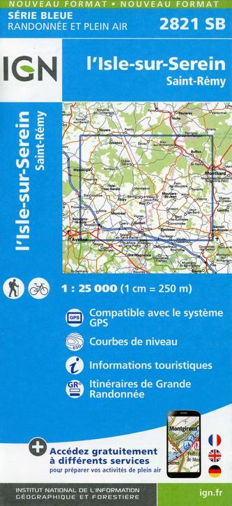 IGN Karte, Serie Bleue l'Isle-sur-Serein. Saint-Remy