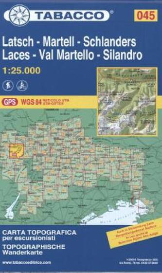 Tabacco topographische Wanderkarte Latsch, Martell, Schlanders. Laces, Val Martello, Silandro