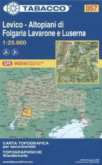 Tabacco topographische Wanderkarte Levico, Altopiani di Folgaria, Lavarone e Luserna