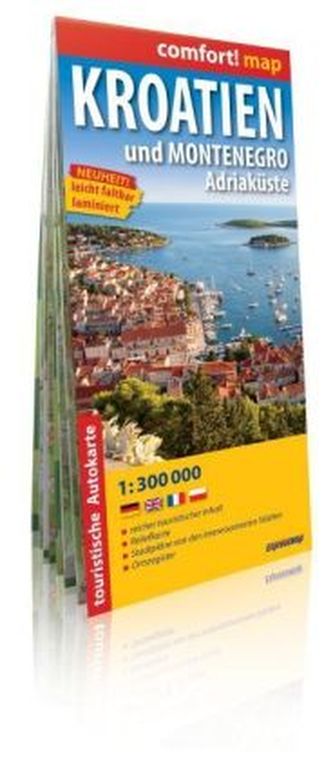 Comfort! map Kroatien und Montenegro, Adriaküste