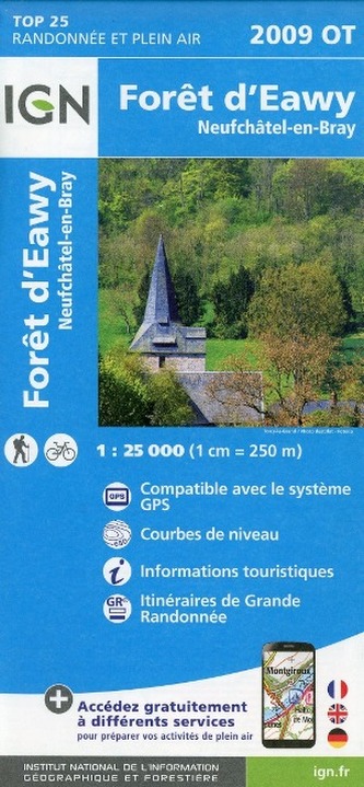 IGN Karte, Carte de randonnée (et plein air) Forêt d'Eawy. Neufchâtel-en-Bray